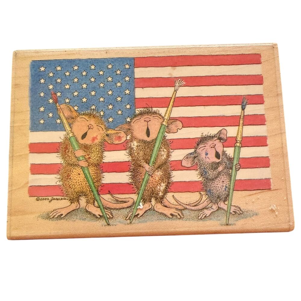 Stampabilities House Mouse Show Your Colors Large Rubber Stamp EUC